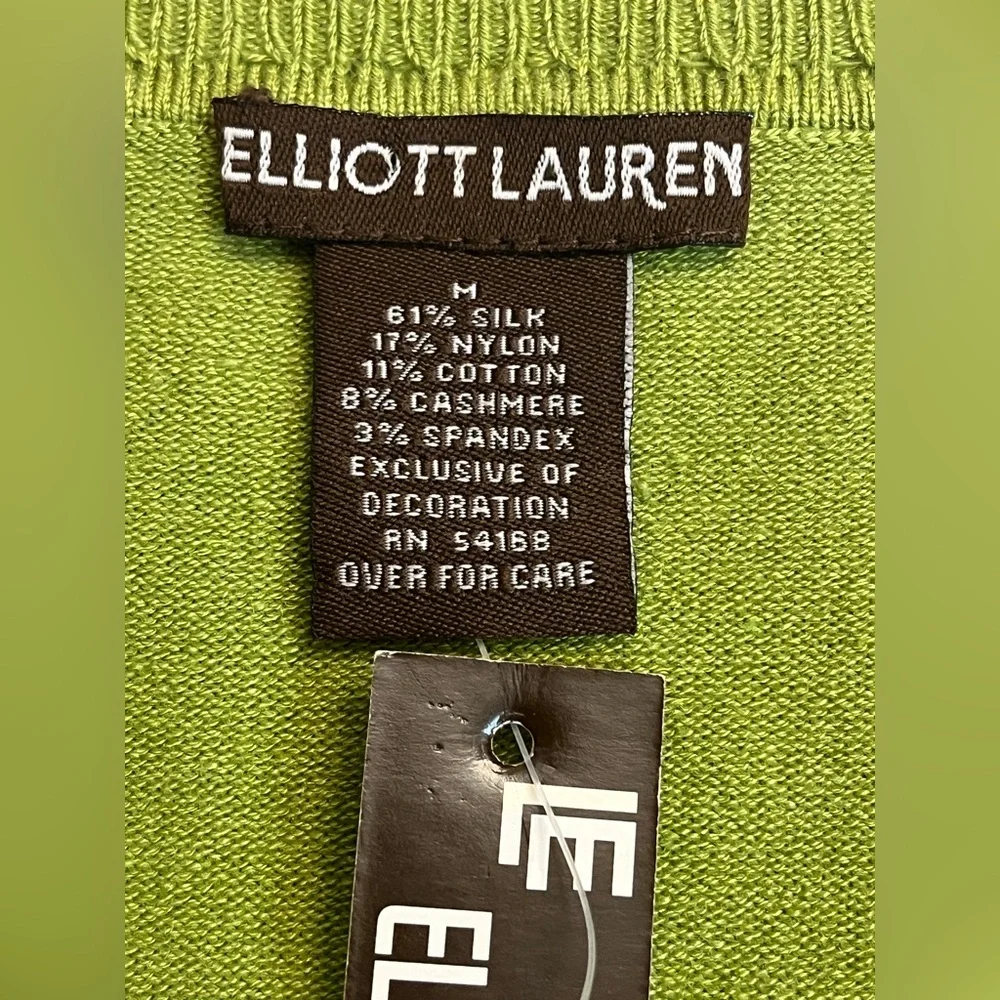 Elliot Lauren Green Silk & Cashmere Blend Sweater NWT